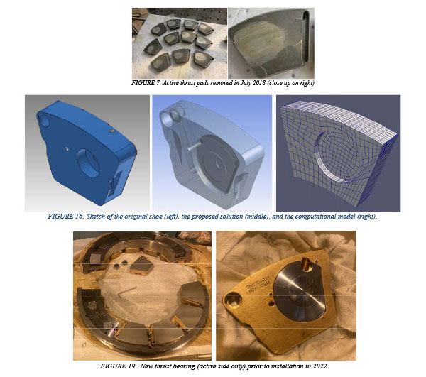 Thrust Bearing Failure examples and illustrations