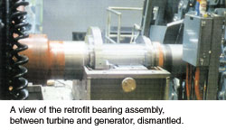 A view of the retrofit bearing assembly